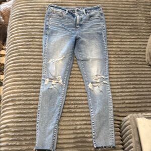 American Eagle Distressed Light Blue Denim Jeans